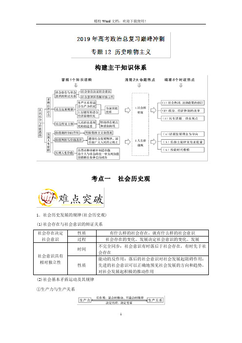 【高考特供】专题12 历史唯物主义-高考政治巅峰冲刺(Word版含解析)