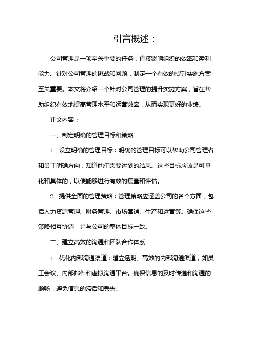 公司管理提升实施方案