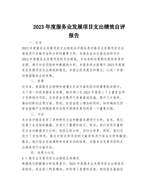 2023年度服务业发展项目支出绩效自评报告