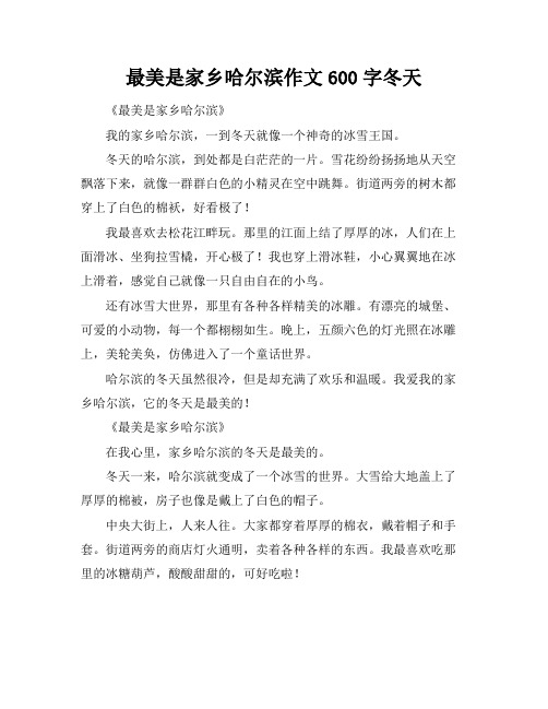 最美是家乡哈尔滨作文600字冬天