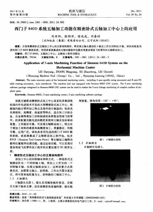 西门子840D系统五轴加工功能在精密卧式五轴加工中心上的应用