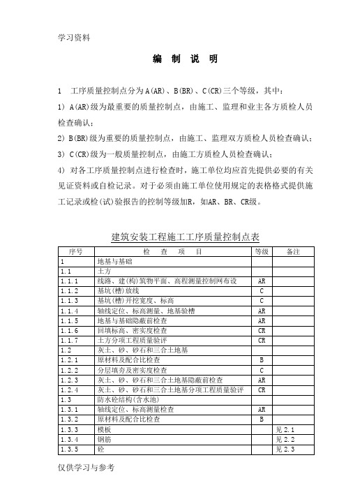 ABC质量控制点划分知识讲解