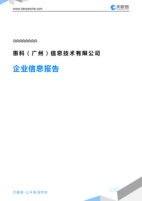 惠科(广州)信息技术有限公司企业信息报告-天眼查