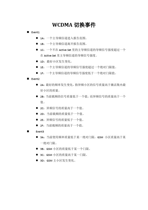 WCDMA切换、扩频因子与业务的对应关系、驻波比计算、常用小区发射功率