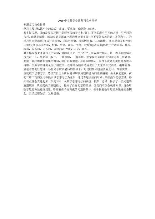 2019中考数学专题复习攻略指导