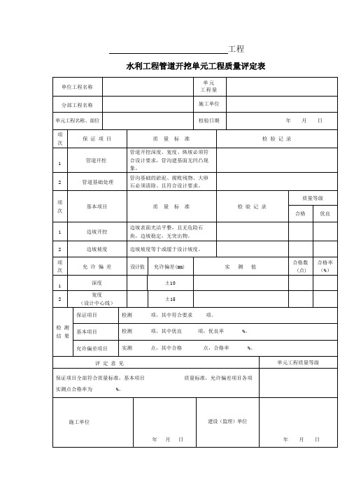 水利工程质捡汇总表