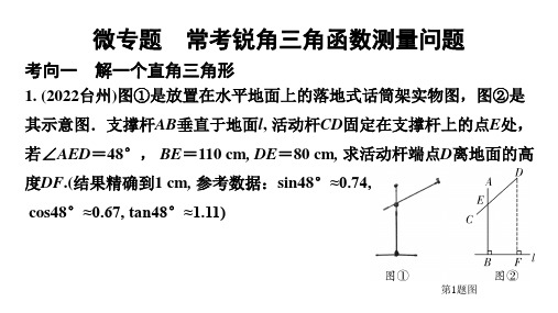 2024陕西中考数学二轮重点专题研究 微专题 常考锐角三角函数测量问题(课件)