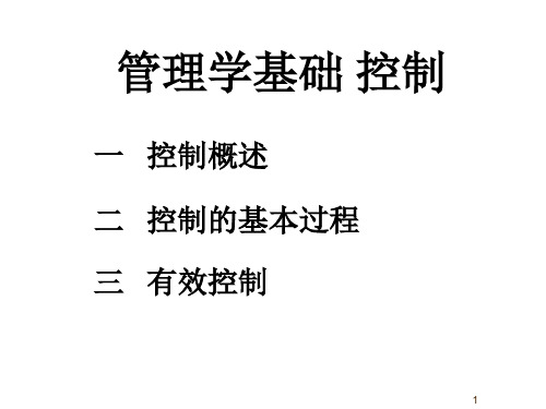 控制过程与有效控制管理学基础