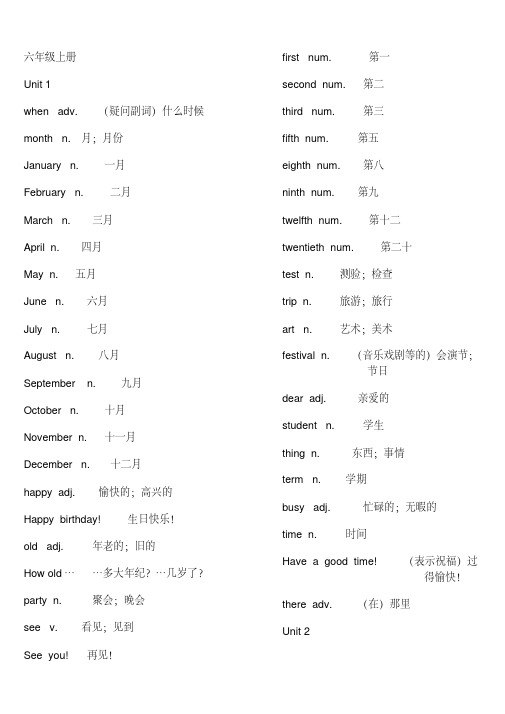 鲁教版初一英语单词表上下册