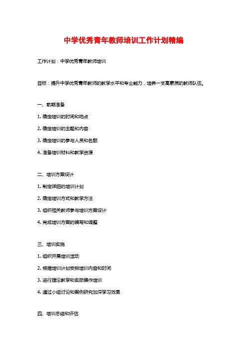 中学优秀青年教师培训工作计划精编