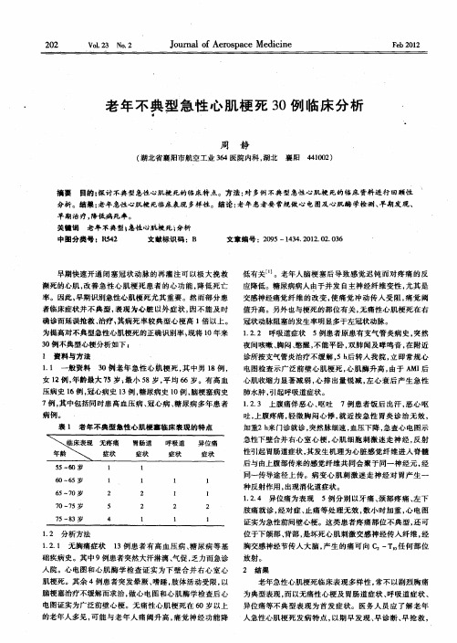 老年不典型急性心肌梗死30例临床分析