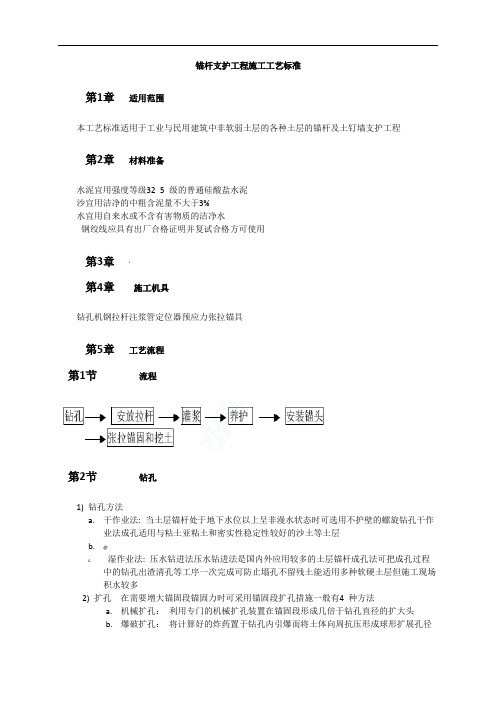 锚杆支护工程施工工艺标准