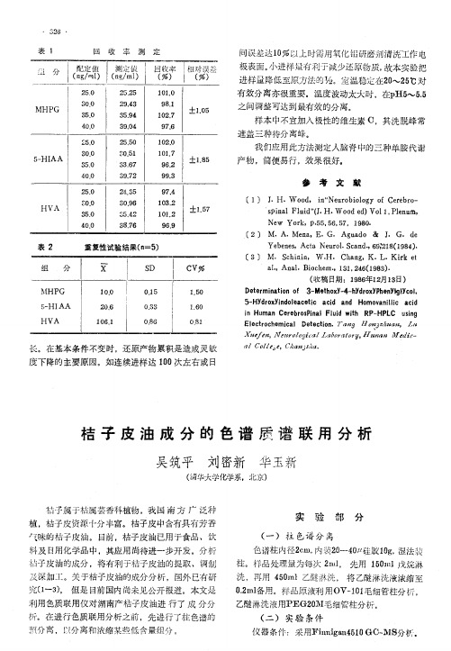 桔子皮油成分的色谱质谱联用分析