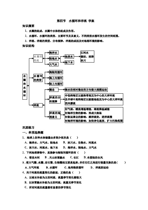 《水循环和洋流》学案1(湘教版必修1)