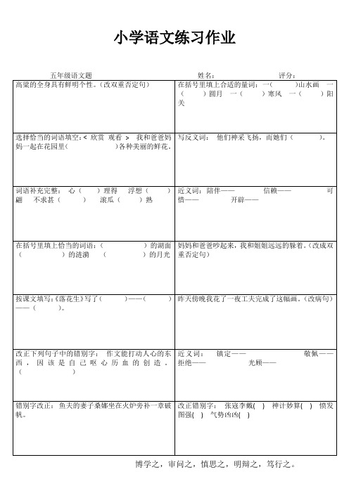 小学五年级语文精题选做IV (31)