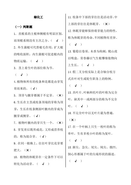 初年级绿化工试题复习资料