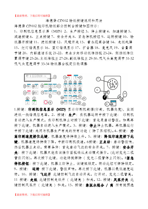 海德堡CD102输纸按键说明和用法(精编文档).doc