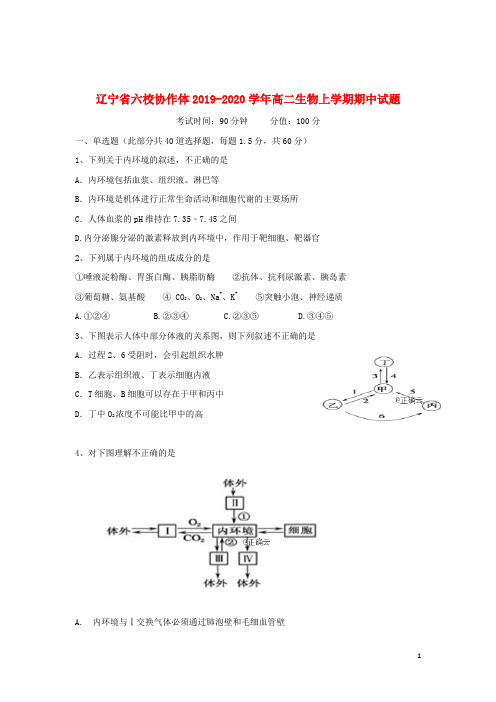 辽宁省六校协作体2019_2020学年高二生物上学期期中试题201911200289