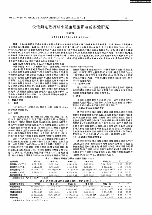 极低频电磁场对小鼠血细胞影响的实验研究