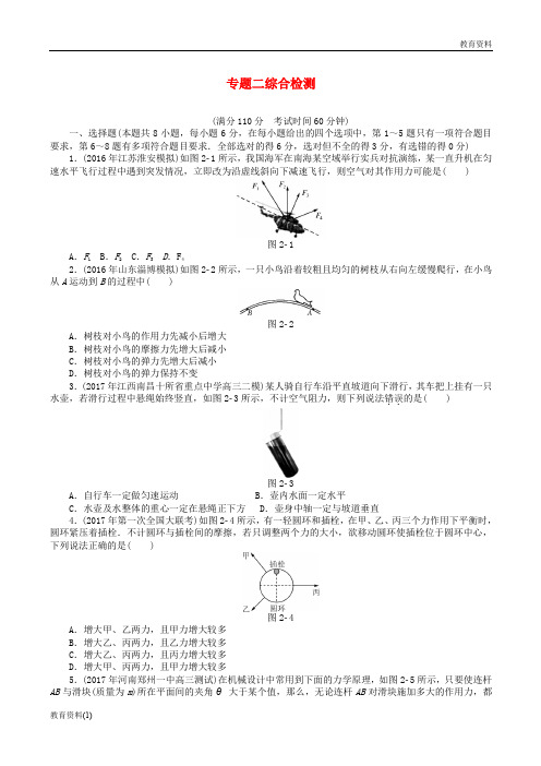 2019版高考物理一轮复习专题二相互作用与物体平衡综合检测无答案201807112118