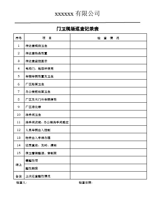 办公室日常巡查记录表