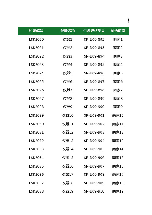 仪器设备检查台账