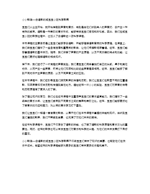 小小歌喉——会唱歌的瓶宝宝小班科学教案