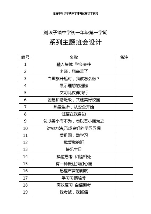 刘垓子镇中学系列主题班会设计(初一上)