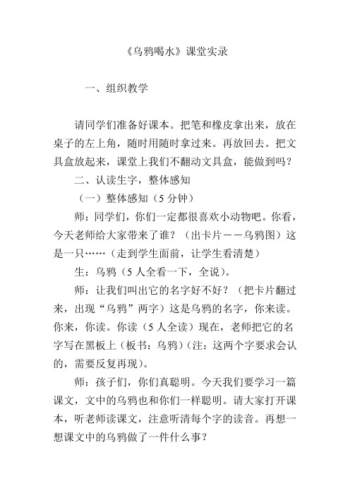 《乌鸦喝水》课堂实录