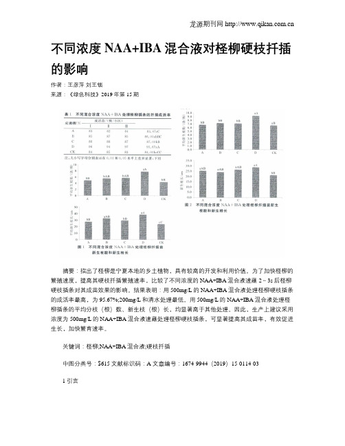 不同浓度NAA+IBA混合液对柽柳硬枝扦插的影响