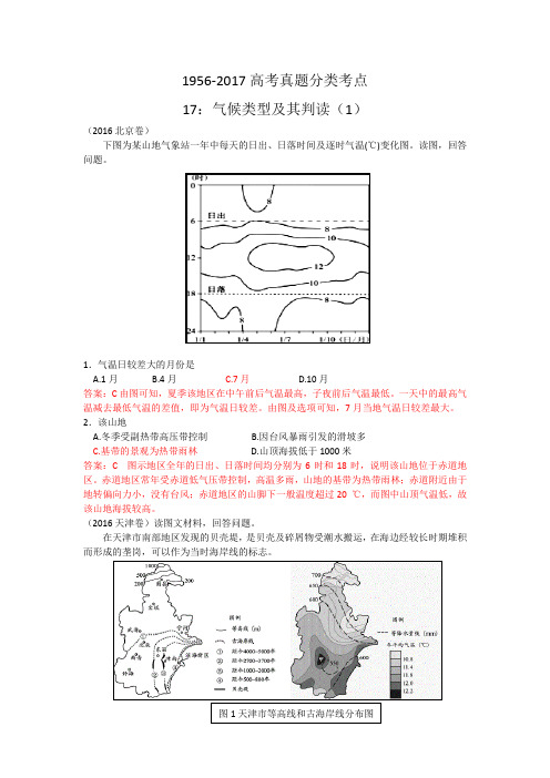 考点17气候类型及其判读(1)