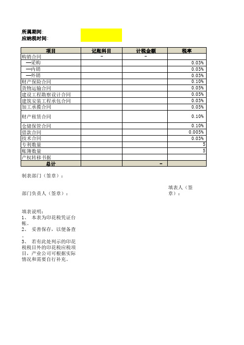 07 印花税   印花税应税凭证登记簿