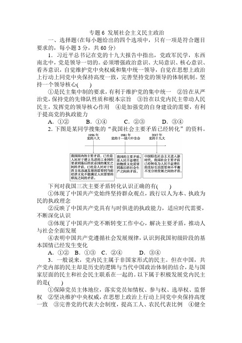 2019年高考政治二轮复习专题复习测试题 专题6 发展社会主义民主政治Word版含答案