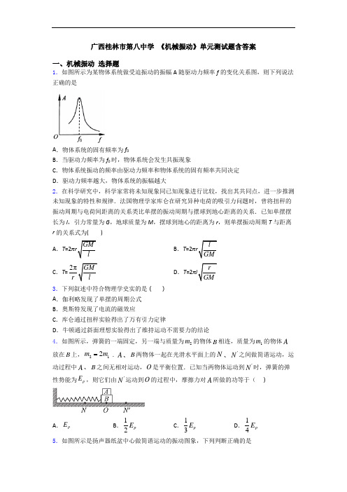 广西桂林市第八中学 《机械振动》单元测试题含答案