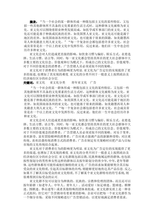 亚文化群体对广告营销的影响