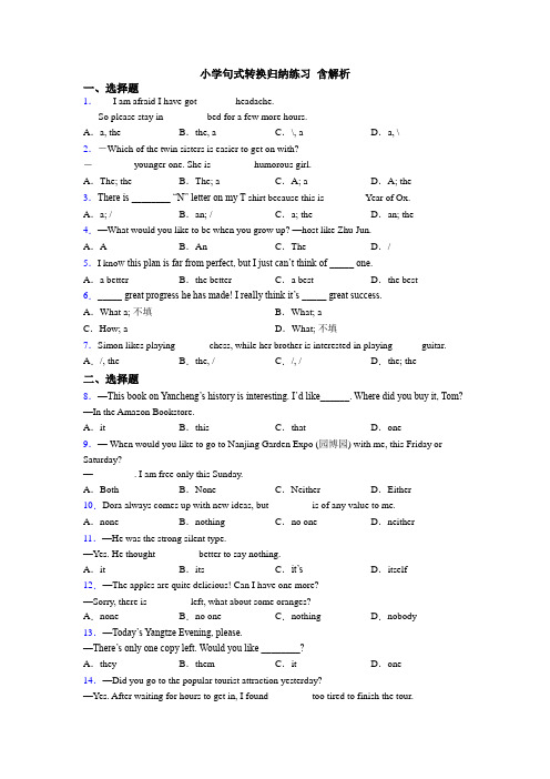 小学句式转换归纳练习 含解析