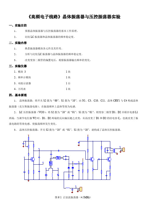 《高频电子线路》晶体振荡器与压控振荡器实验