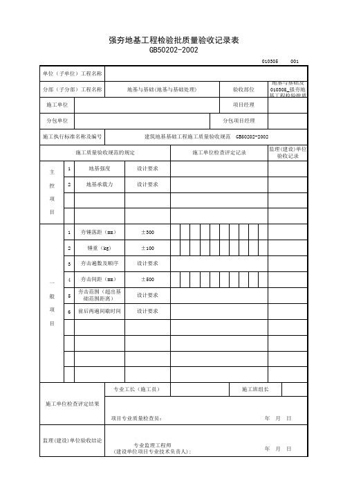 010305_强夯地基工程检验批质量验收记录表