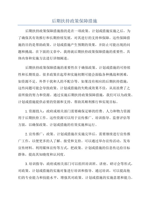 后期扶持政策保障措施