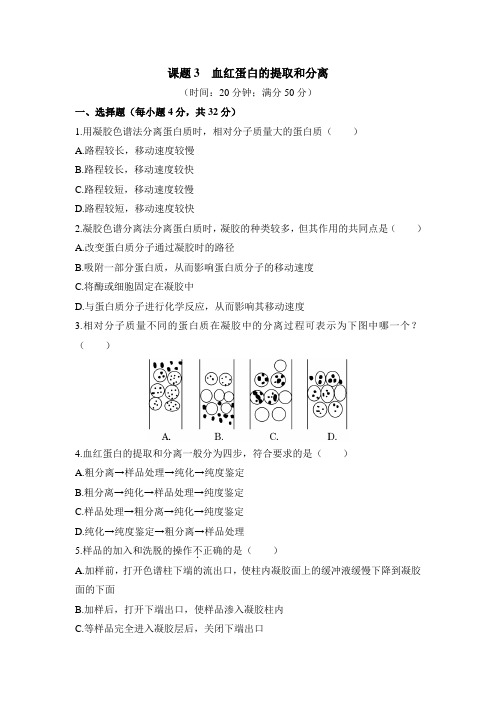 人教版高中生物选修1-5.3《血红蛋白的提取与分离》课时训练