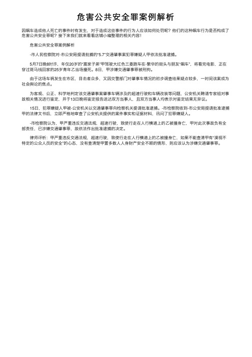 危害公共安全罪案例解析