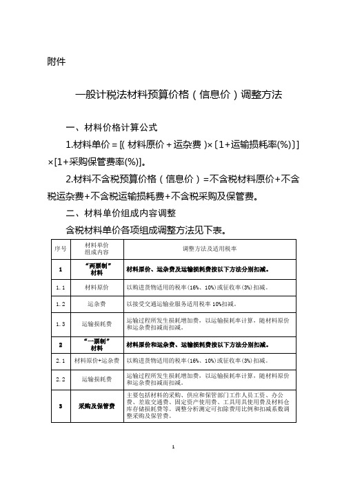 川建造价发 (2018)392号 一般计税法材料预算价格(信息价)调整方法