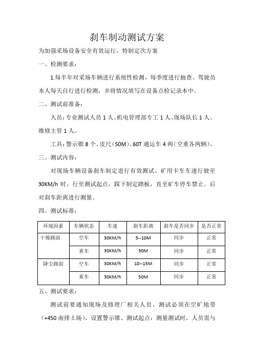 刹车制动测试方案