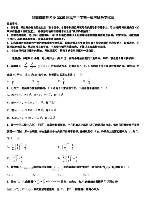 河南省商丘名校2025届高三下学期一模考试数学试题含解析