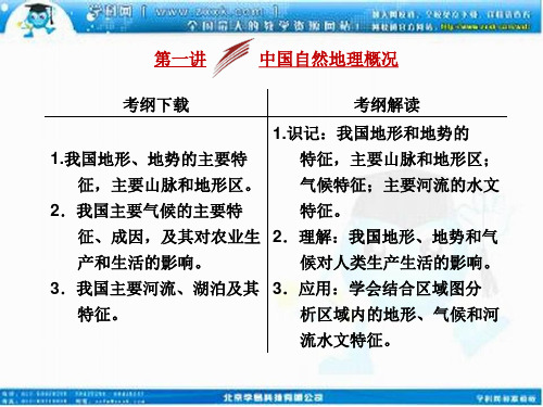 【三维设计】2014届高考地理人教版一轮复习课件：第十八章第一讲 中国自然地理概况