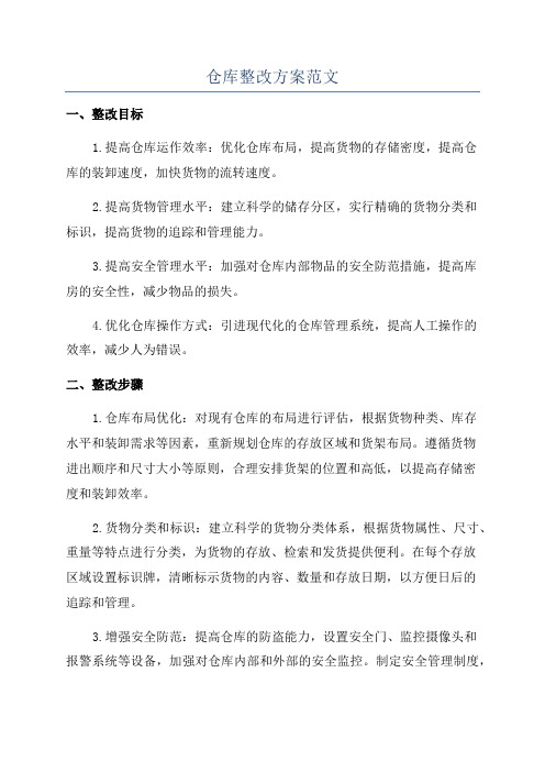 仓库整改方案范文