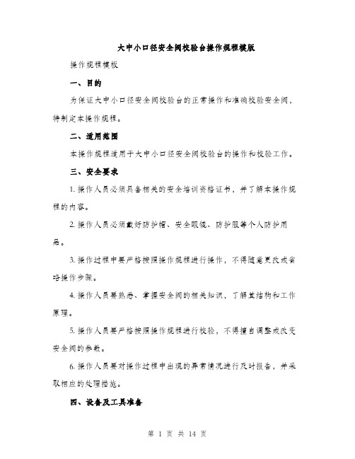 大中小口径安全阀校验台操作规程模版（四篇）