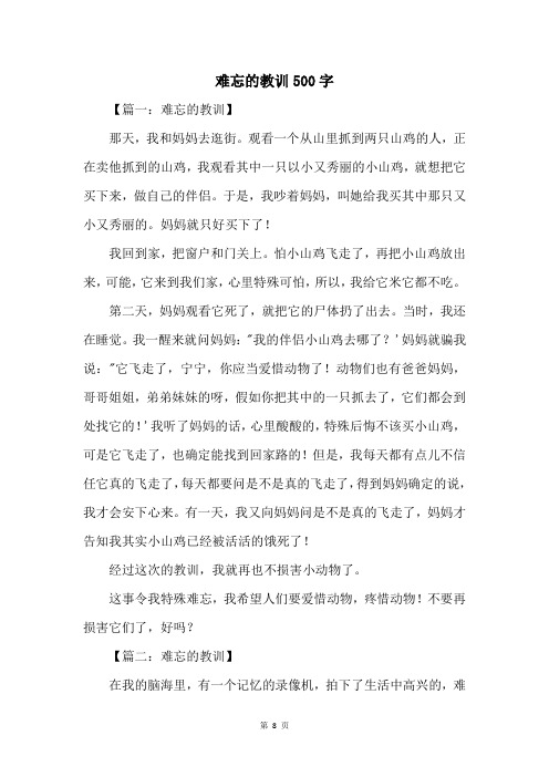 难忘的教训500字_3