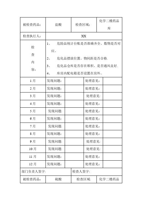 危险化学品安全检查记录