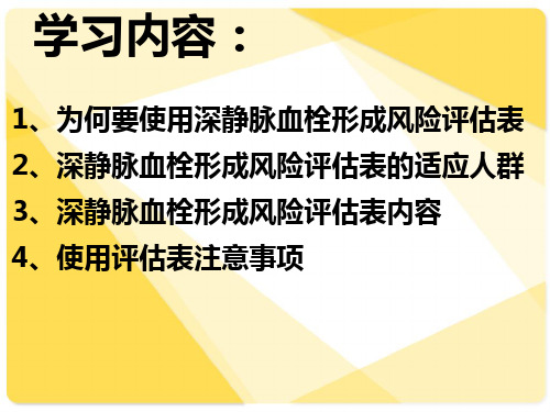 深静脉血栓评估表的使用